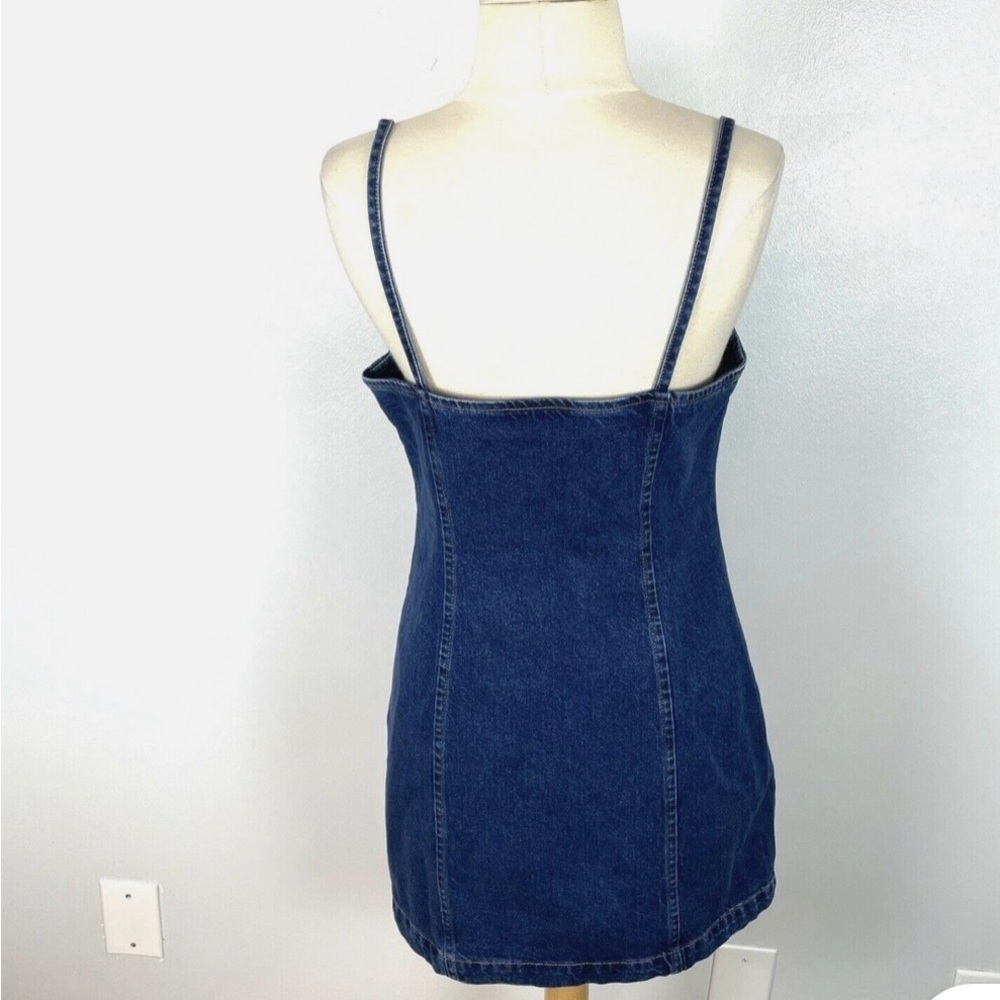 Topshop Structured Denim Zip-Front Mini Dress | Size US 2 | Modern Minimalist - Picture 6 of 8